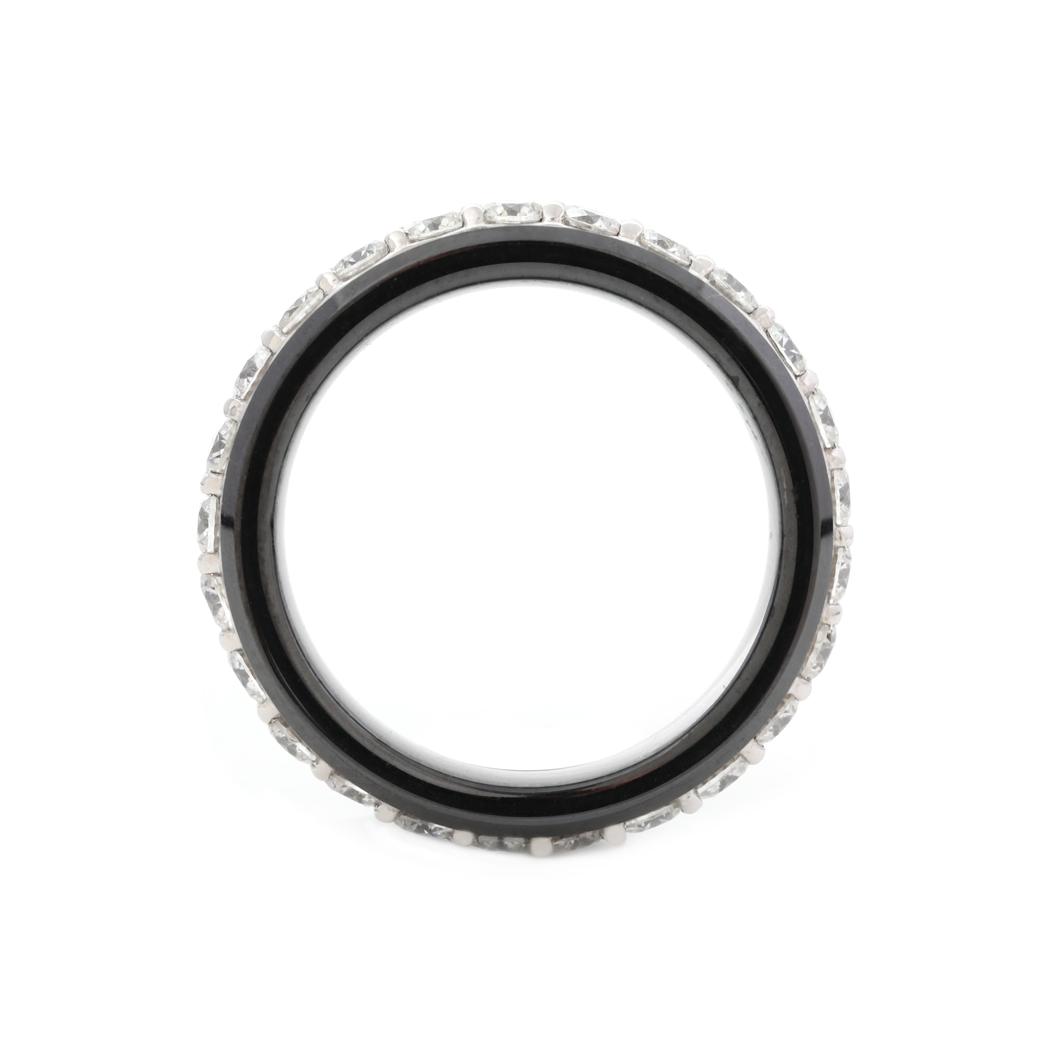 Black Ceramic Round Black Moissanite Fidget Ring