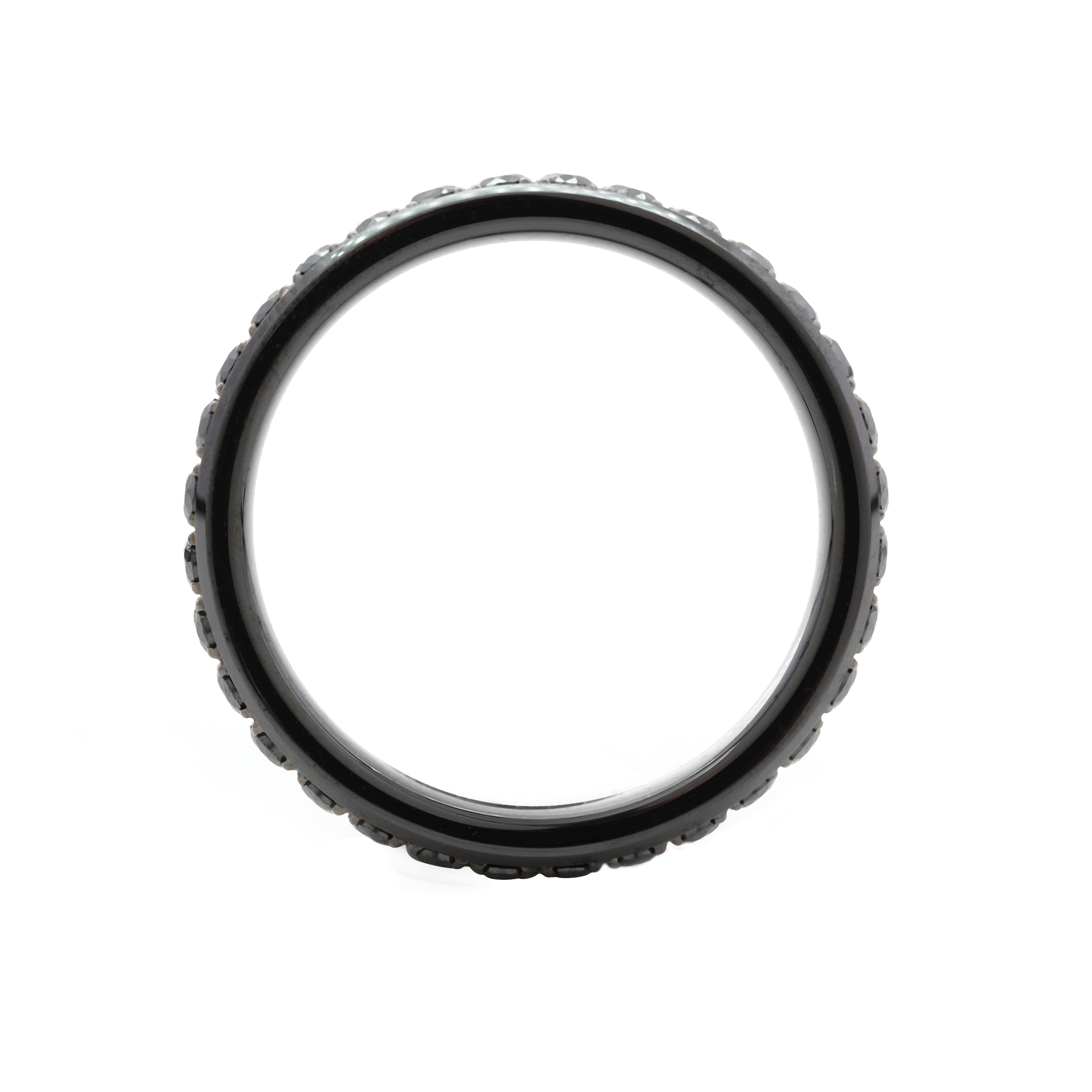Black Ceramic Round Black Moissanite Fidget Ring