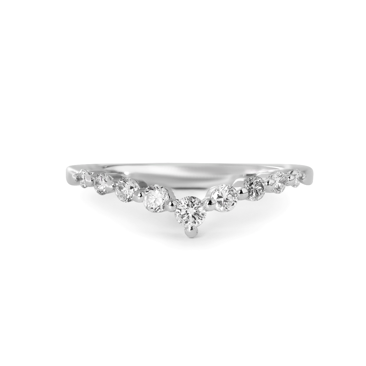 Platinum 1ct Oval Cut Lab Diamond 4 Claw Prong Basket Setting Round Lab Diamond Pave Ring with A 7-stone Round Lab Diamond V-Shaped Ring Enhancer - Bridal Ring Set Design