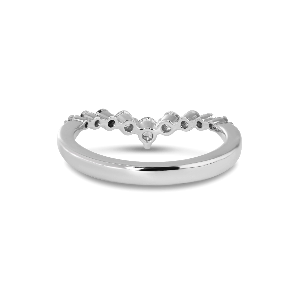 Platinum 1ct Oval Cut Lab Diamond 4 Claw Prong Basket Setting Round Lab Diamond Pave Ring with A 7-stone Round Lab Diamond V-Shaped Ring Enhancer - Bridal Ring Set Design