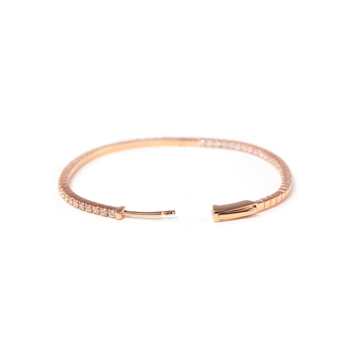 14K Rose Gold Diamond Hoop Earrings for Women – Round Cut Design