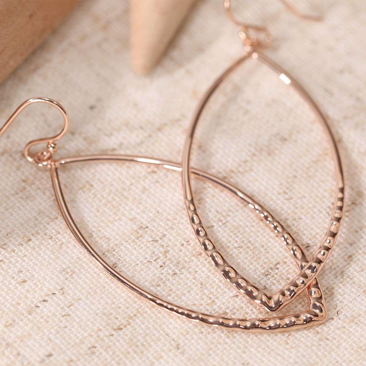 14K Rose Gold Nugget Earrings – Elegant Statement Design