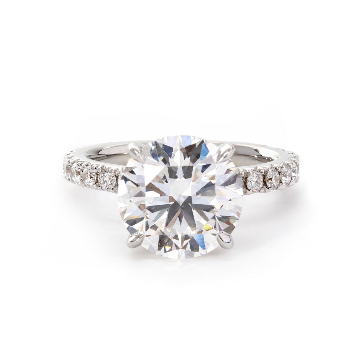 14K White Gold 3ct Round Brilliant Cut Lab Diamond Hidden Halo Bridal Set Rings