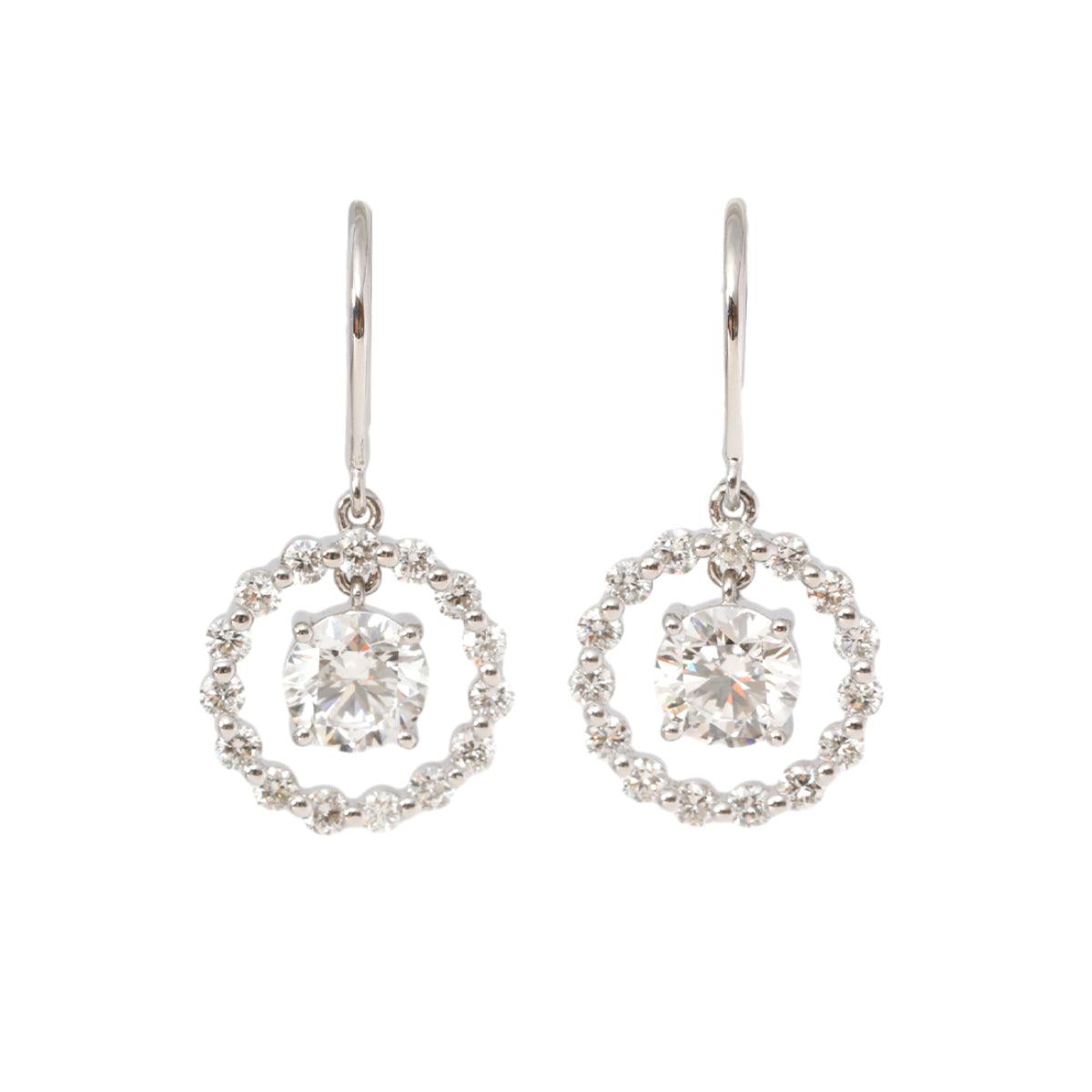 14K White Gold Round Cut Lab Diamond Hook Earrings