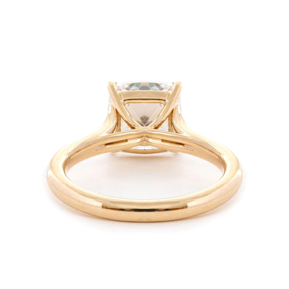 14K Yellow Gold 3ct Cushion Lab Diamond 4 Prongs Bridal Set Rings