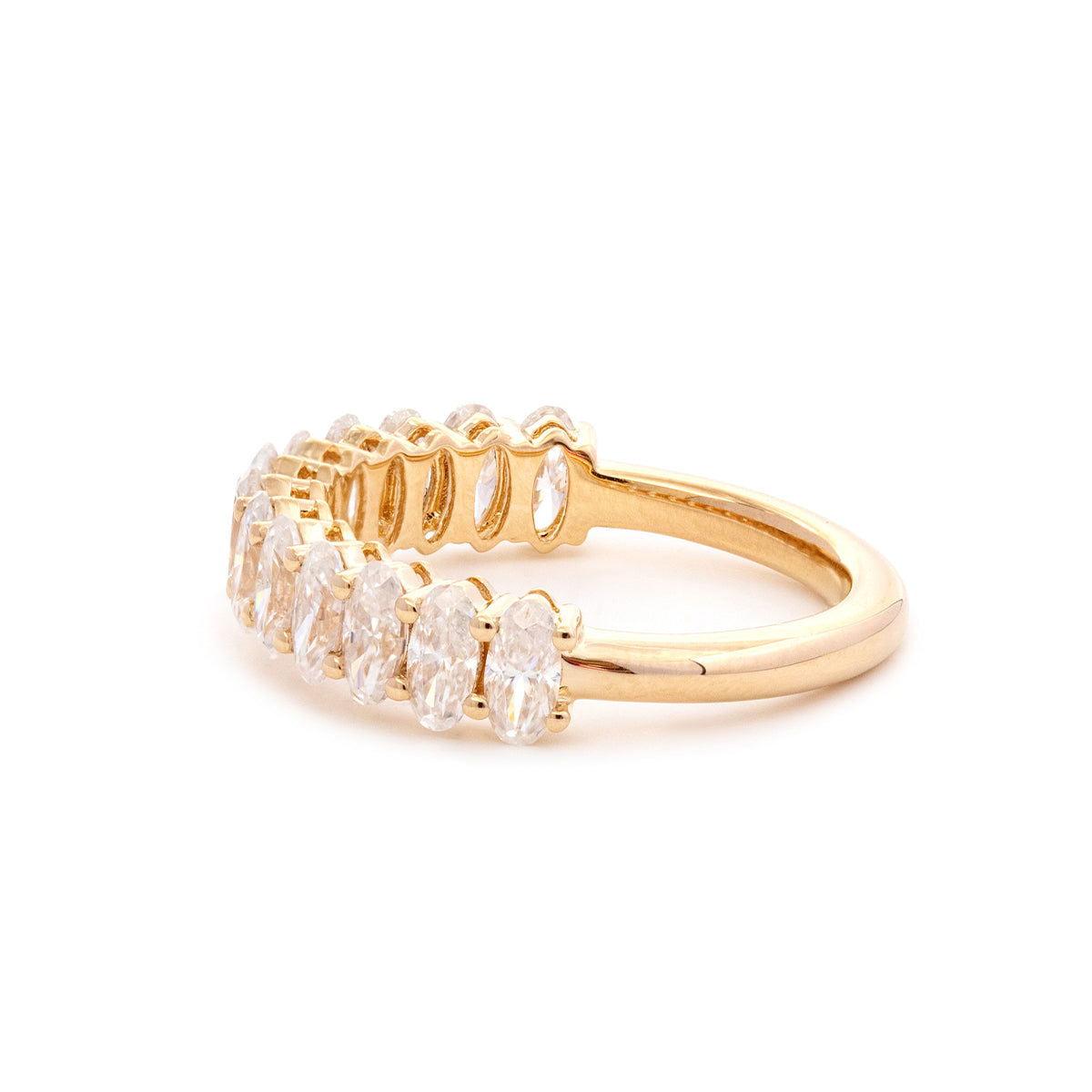 14K Yellow Gold 3ct Oval Cut Lab Diamond Hidden Halo Bridal Set Rings