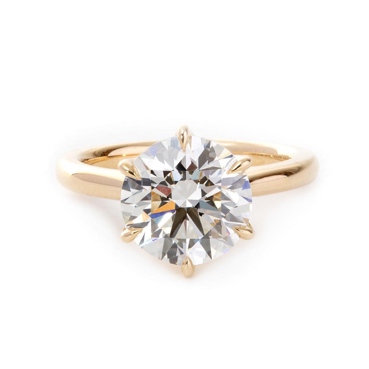 14K Yellow Gold 3ct Round Lab Diamond 6 Prongs Floral Setting Bridal Ring Set