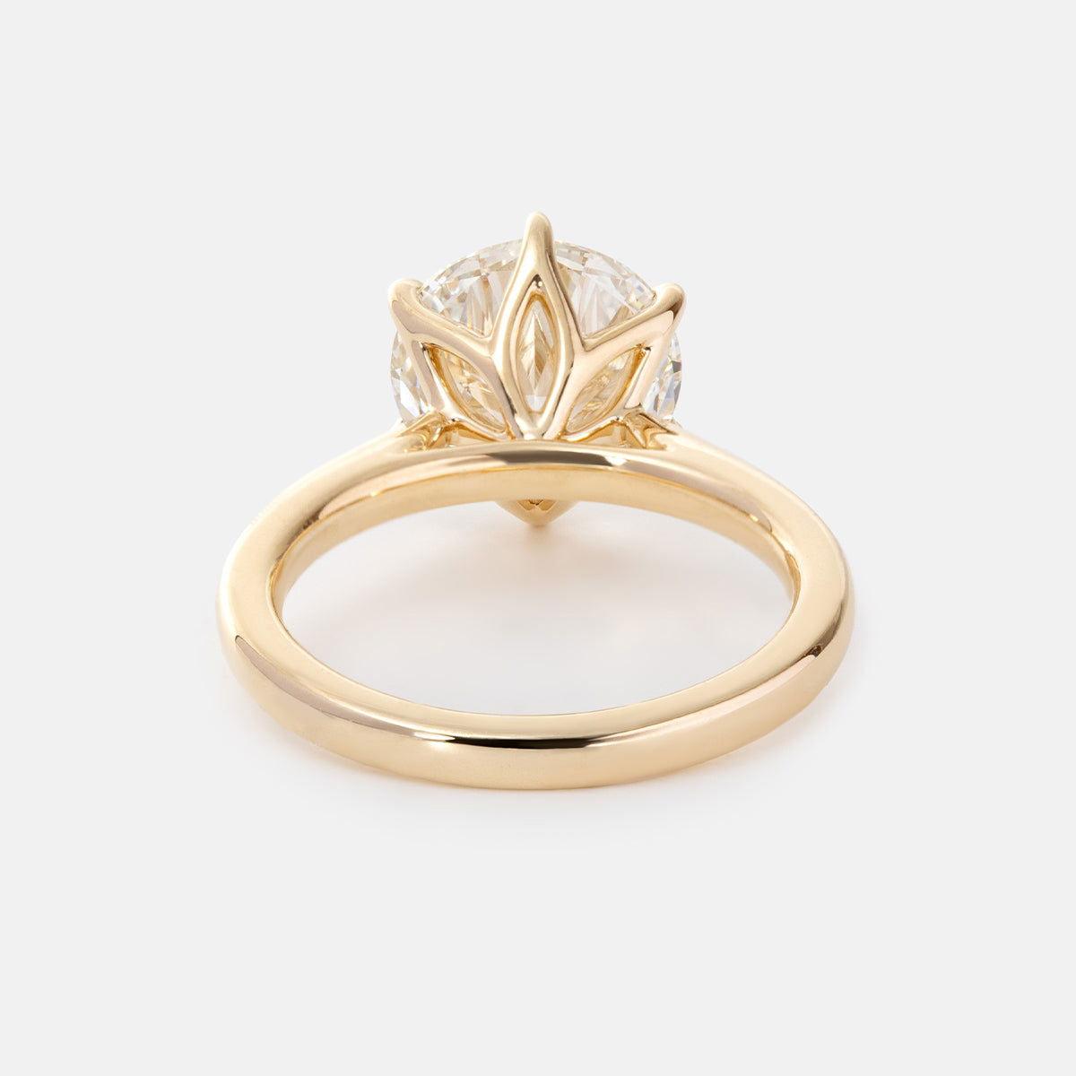 14K Yellow Gold 3ct Round Lab Diamond 6 Prongs Floral Setting Bridal Ring Set