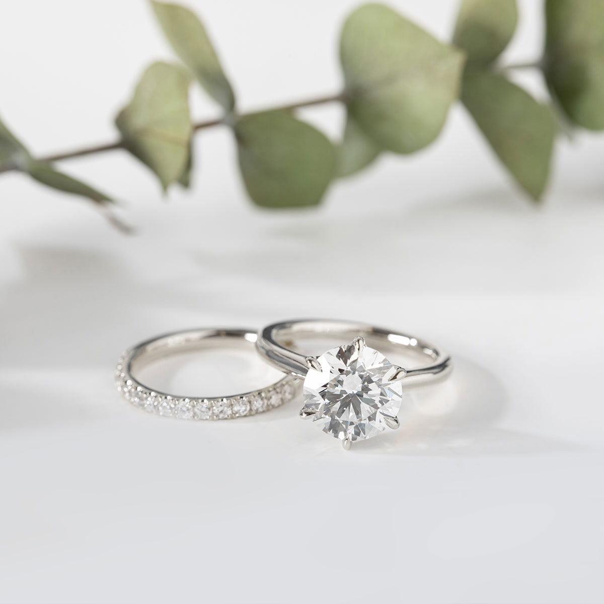 14K Yellow Gold 3ct Round Lab Diamond 6 Prongs Floral Setting Bridal Ring Set