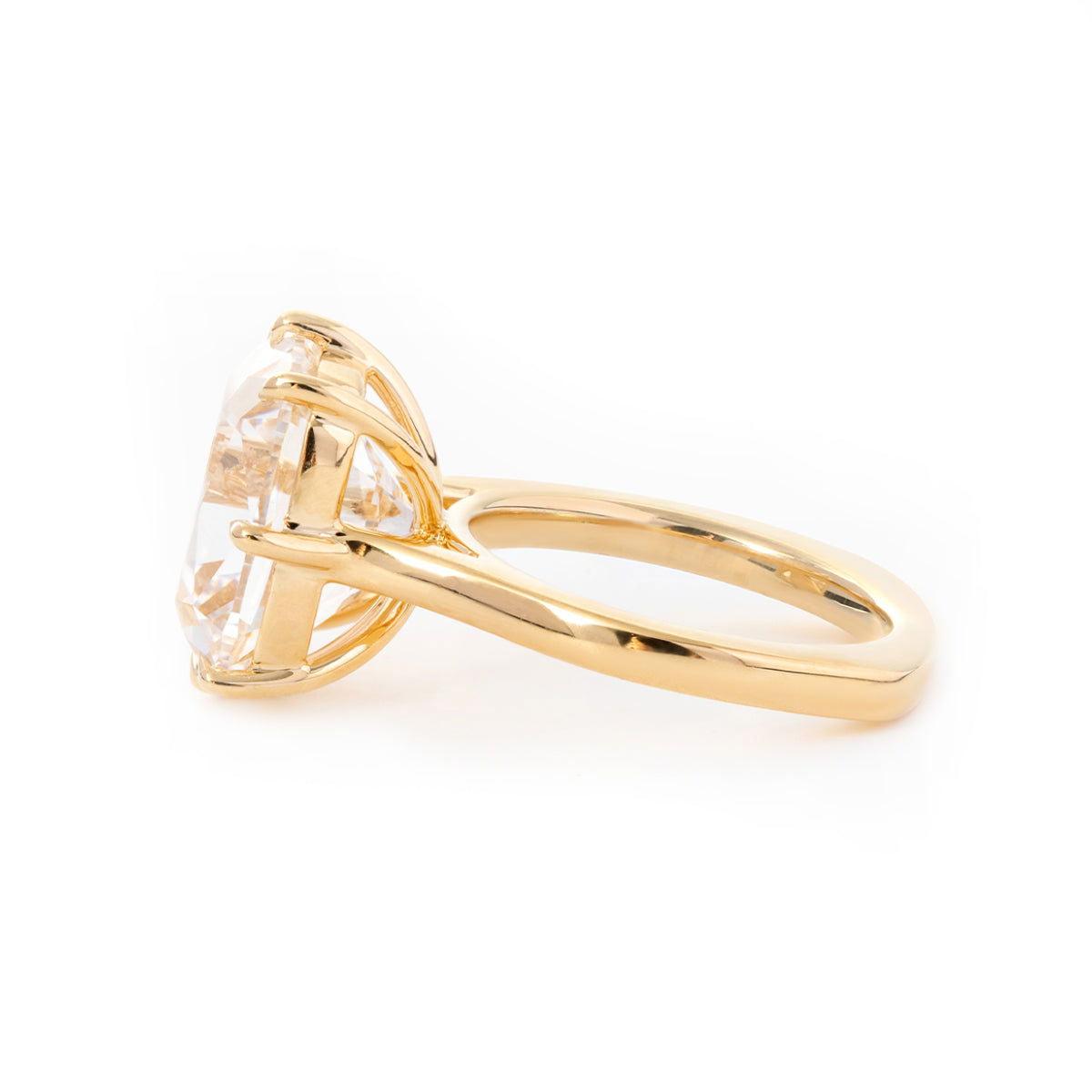 14K Yellow Gold 9 Carat Old Mine Cut Lab Diamond Solitaire Ring