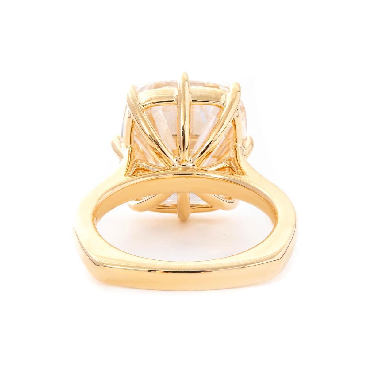 14K Yellow Gold 9 Carat Old Mine Cut Lab Diamond Solitaire Ring