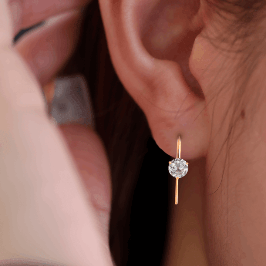 14K Yellow Gold Old European Cut Diamond Hook Earrings