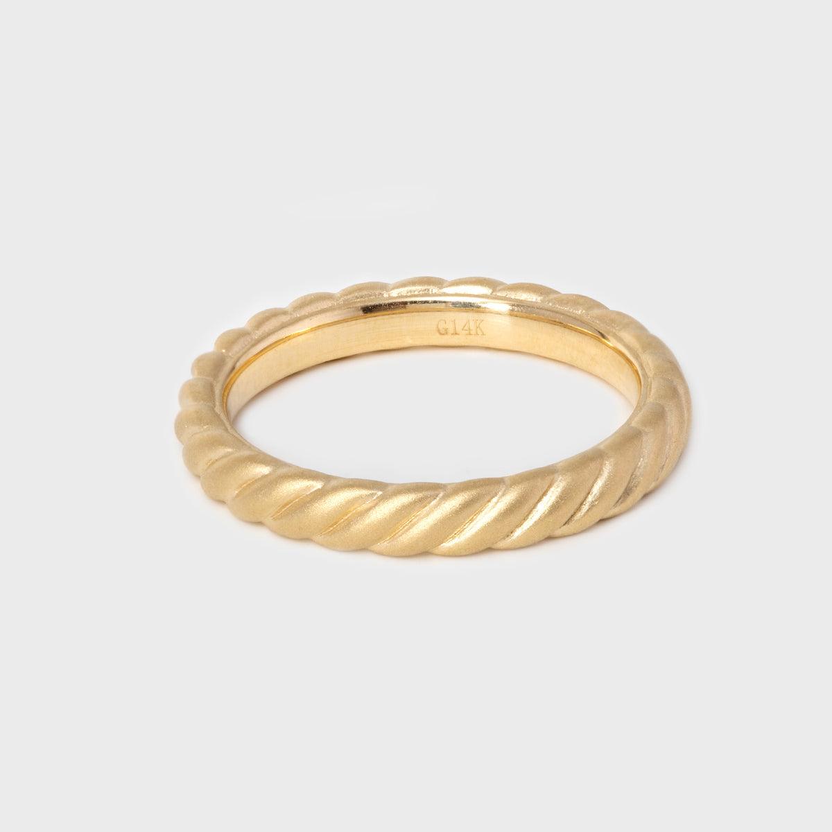 14k Yellow Gold Round Lab Diamond Bezel Matte Bridal Set Rings