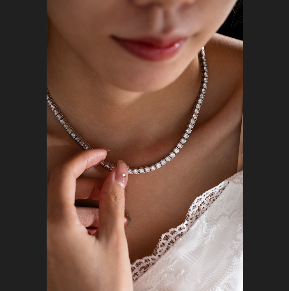 3.3mm Round Cut Lab Diamond 4 Prong Basket Tennis Necklace Everyday Essential