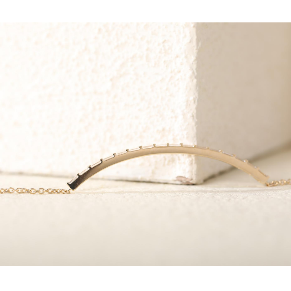 14K Yellow Gold Baguette Cut Lab Diamond Bangle Bracelet