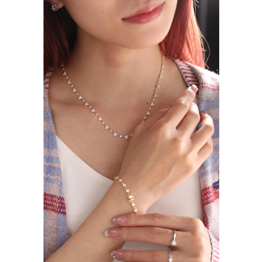 14K Yellow Gold Round Lab Diamond Triangle Choker Necklace
