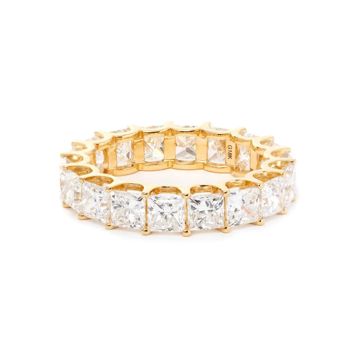 18K Yellow Gold Princess Cut Lab Diamond Eternity Band