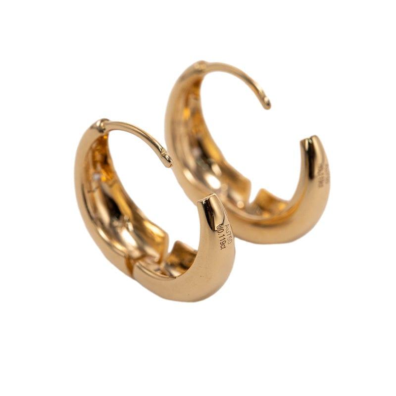 18K Yellow Gold Round Diamond 5 Star Diamond-milling Hoop Earrings
