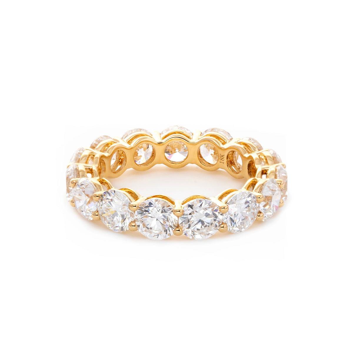 18K Yellow Gold Round Lab Diamond Shared Prong Setting Eternity Ring