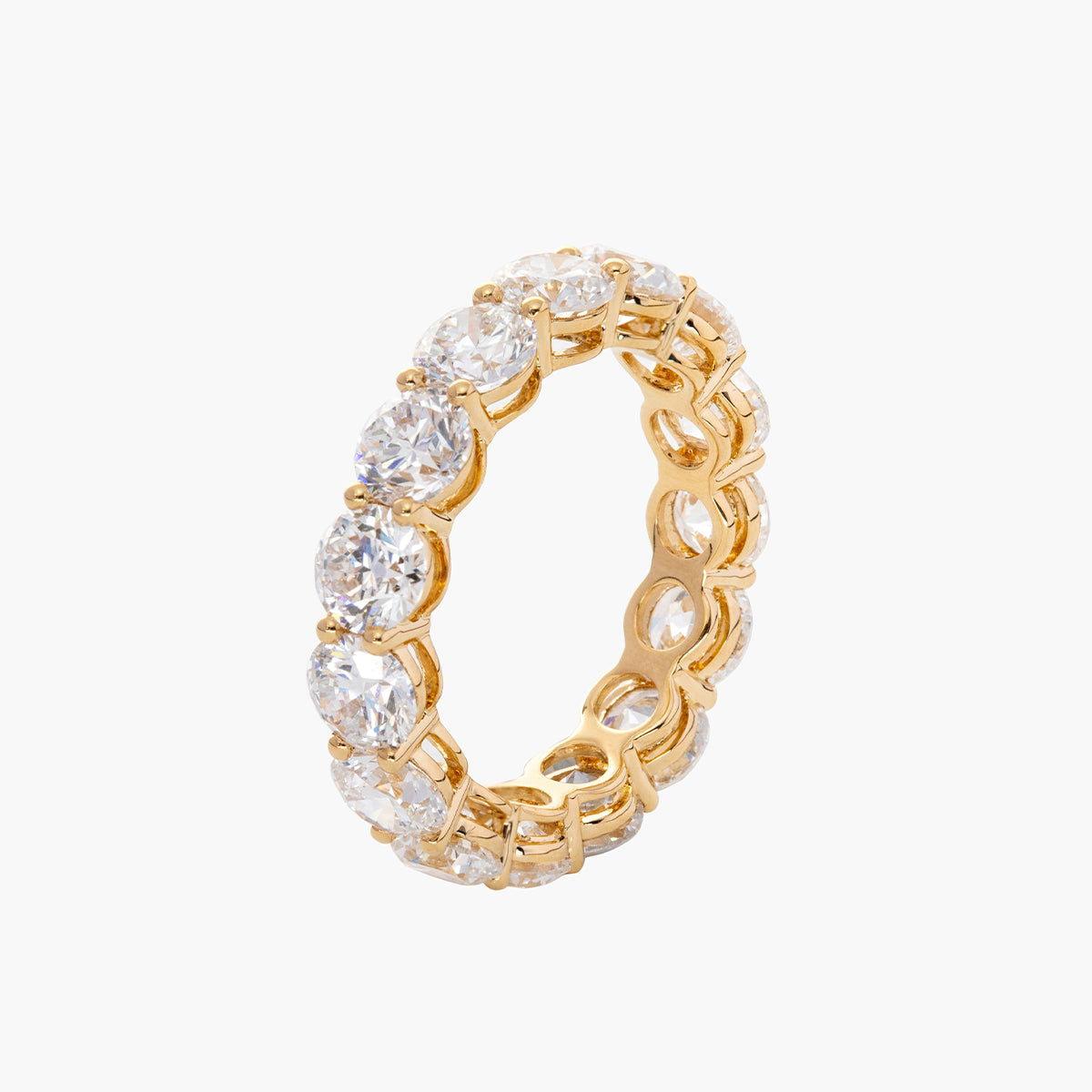 18K Yellow Gold Round Lab Diamond Shared Prong Setting Eternity Ring