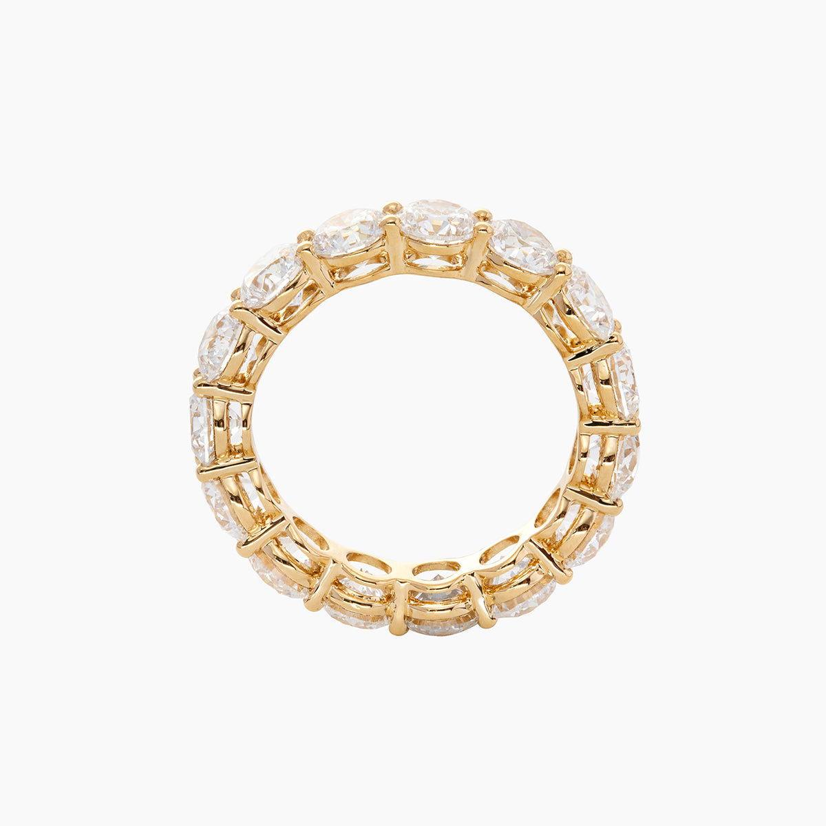 18K Yellow Gold Round Lab Diamond Shared Prong Setting Eternity Ring