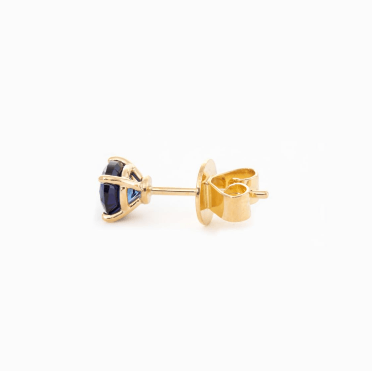 18K Yellow Gold 2ct tw Round Sapphire Stud Earrings