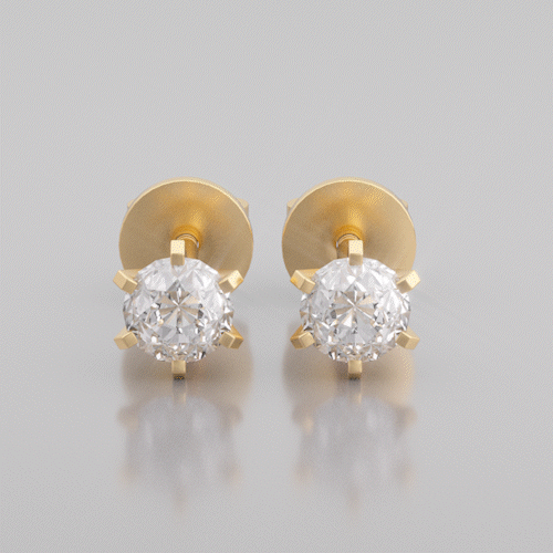 Cherished Moments 2 ct tw Round Cut Lab Diamond 6 Round Prong Stud Earrings (DE/G Color, VS Clarity)