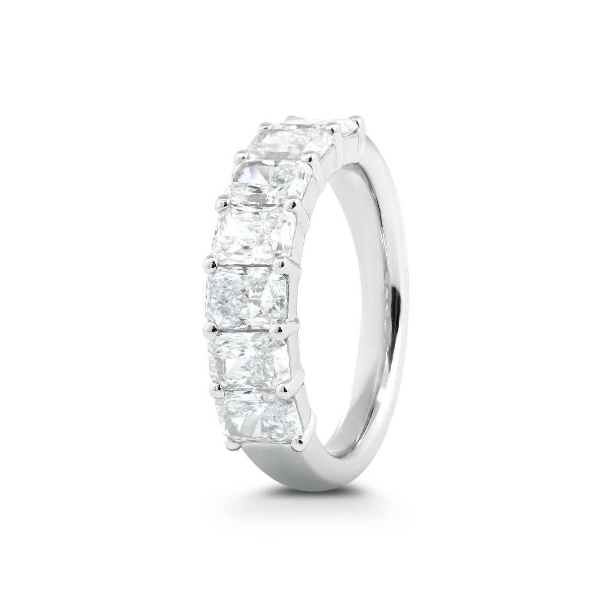 Platinum Radiant Cut Lab Diamond 7 Stone Half Eternity Ring