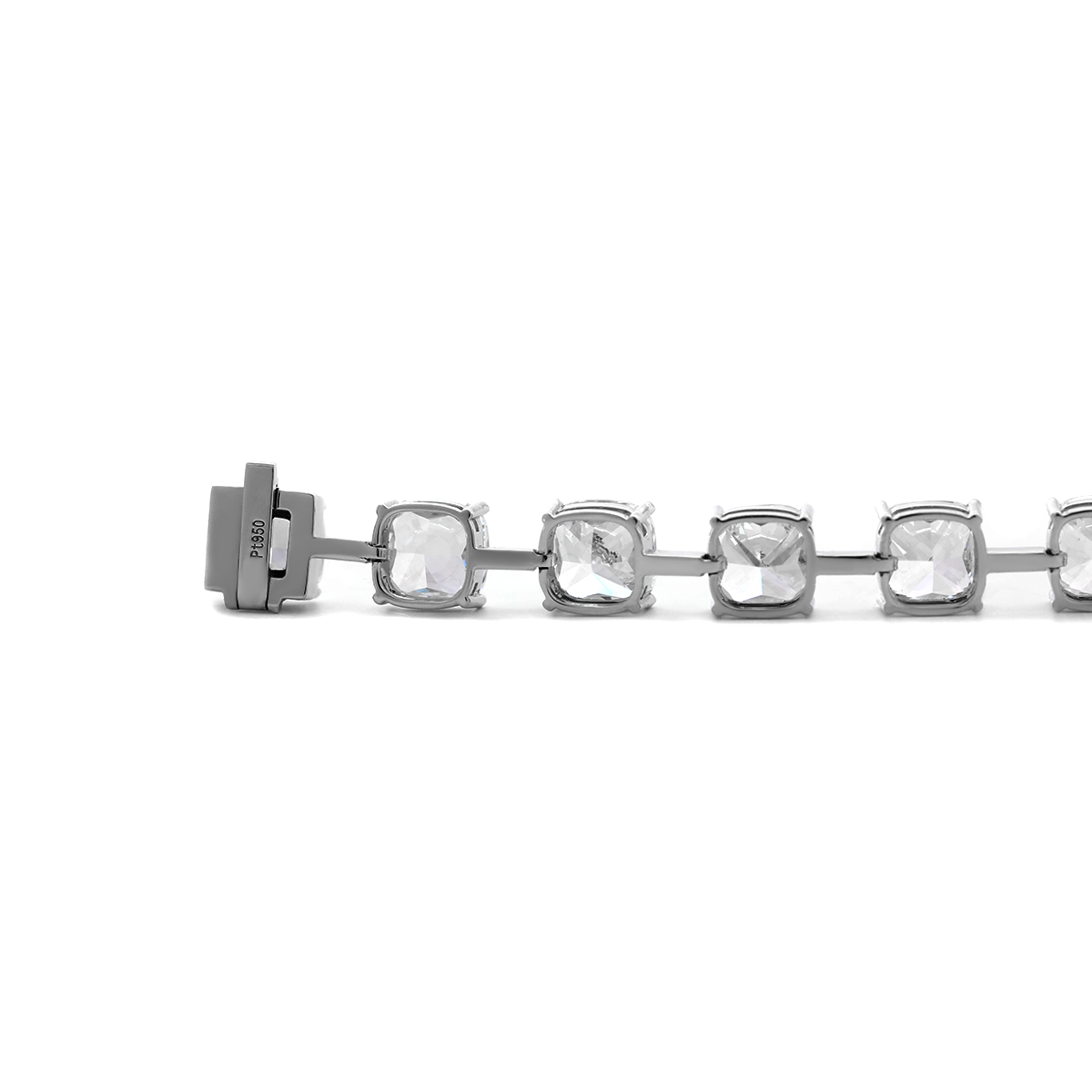 Platinum 24 ct tw Cushion Lab Diamond 4 Claw Prong Bakset Station Bracelet