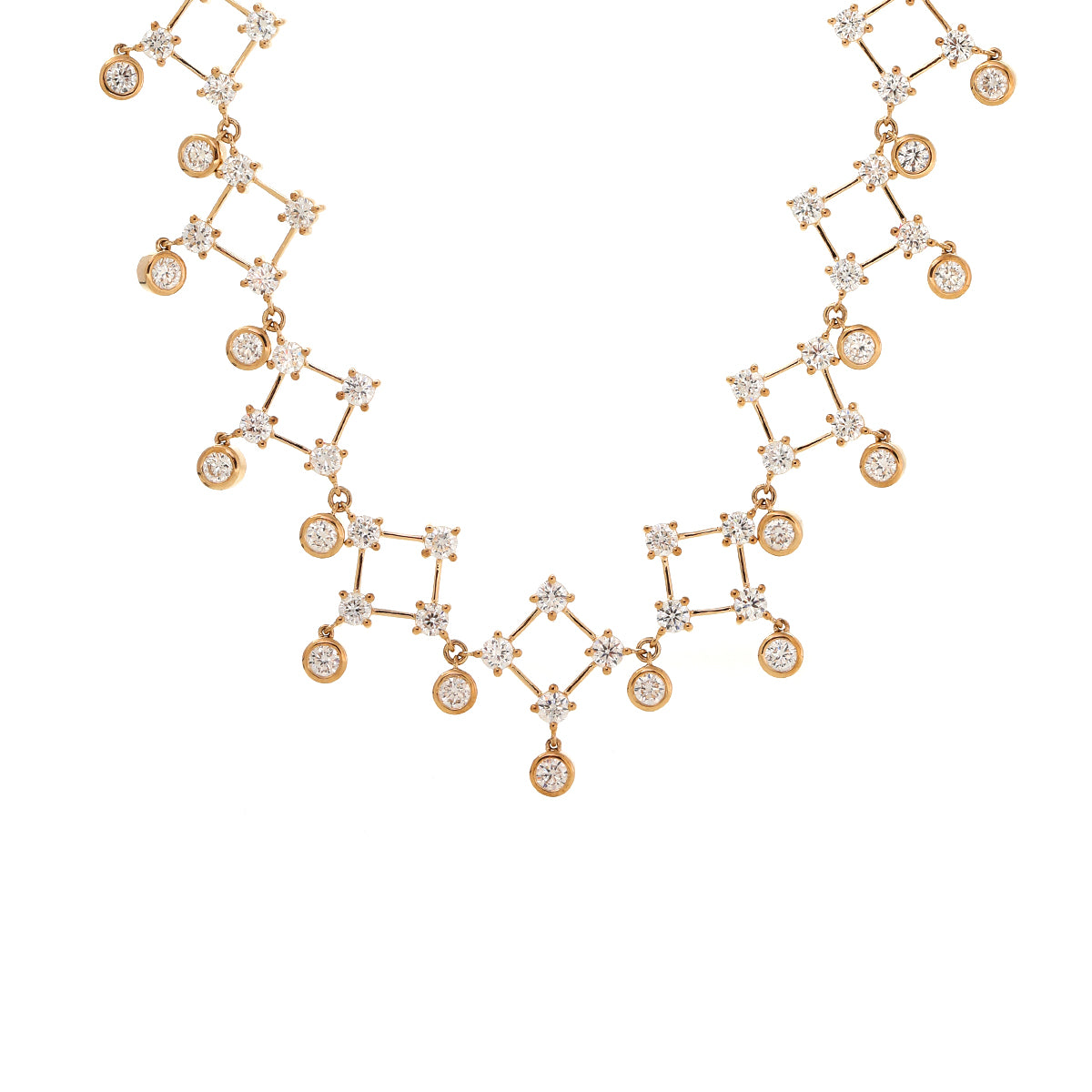 14K Yellow Gold Round Lab Diamond Lace Necklace