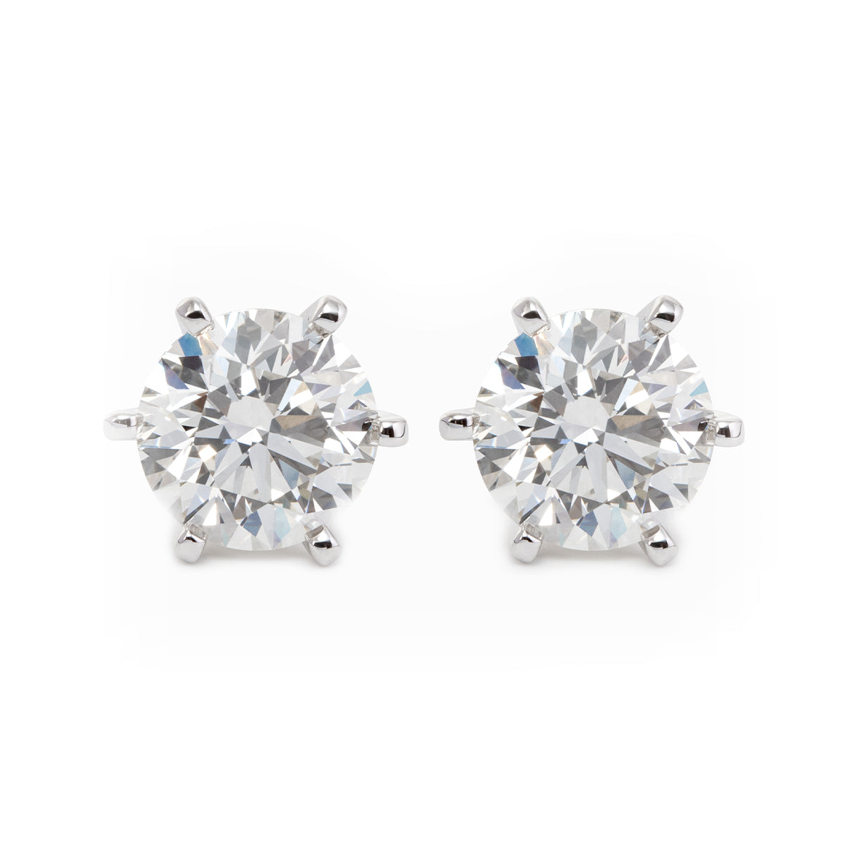 Cherished Moments 2 ct tw Round Cut Lab Diamond 6 Prongs Floral Setting Stud Earrings (DE/G Color, VS Clarity)