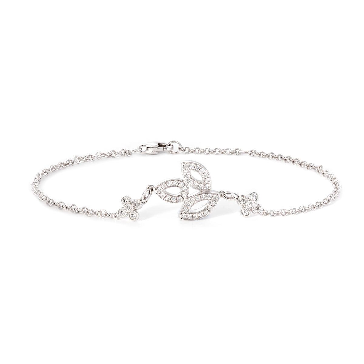 14K White Gold Round Lab Diamond Cluster Chain Bracelet