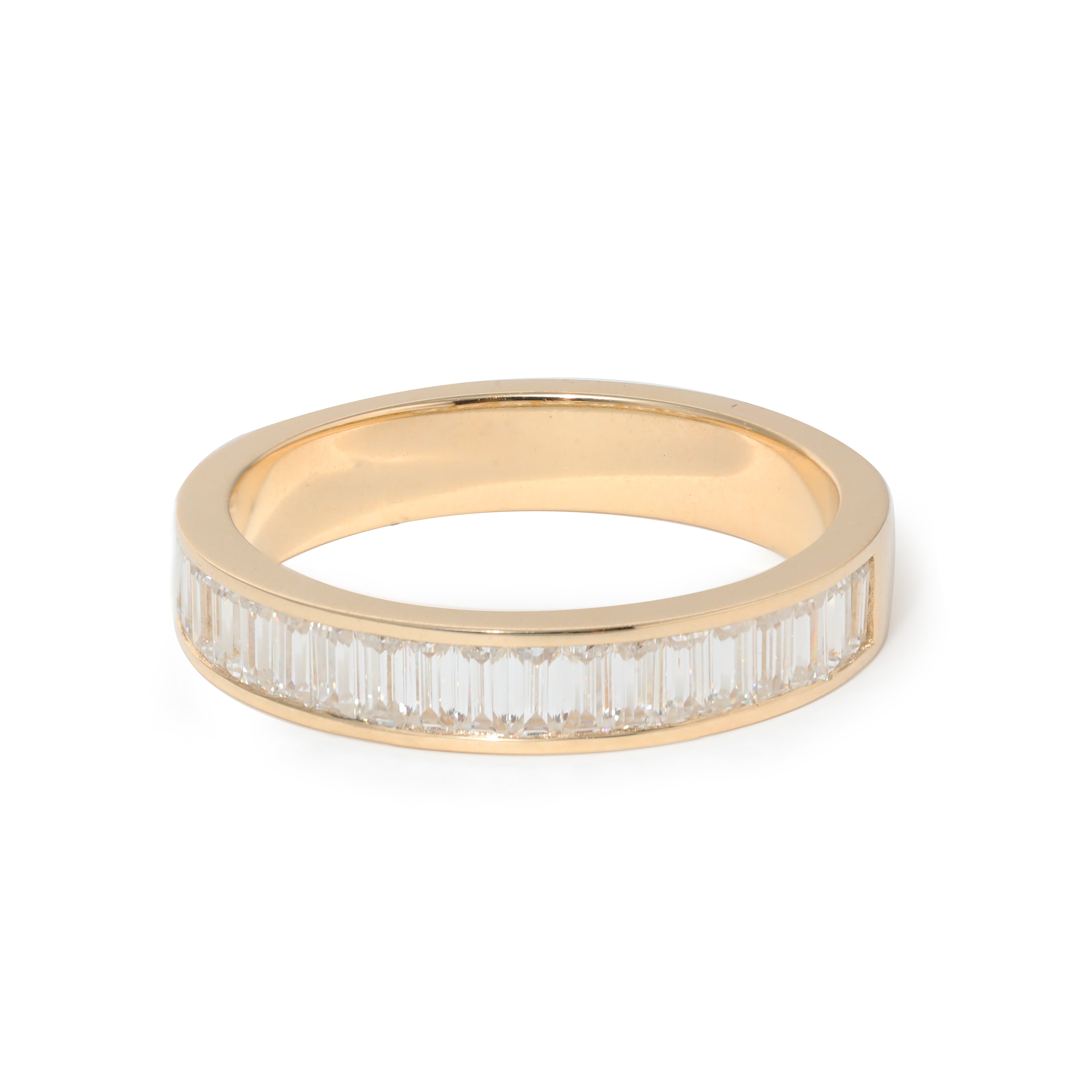 14K Yellow Gold Baguette Cut Lab Diamond Channel Setting Half Eternity Ring