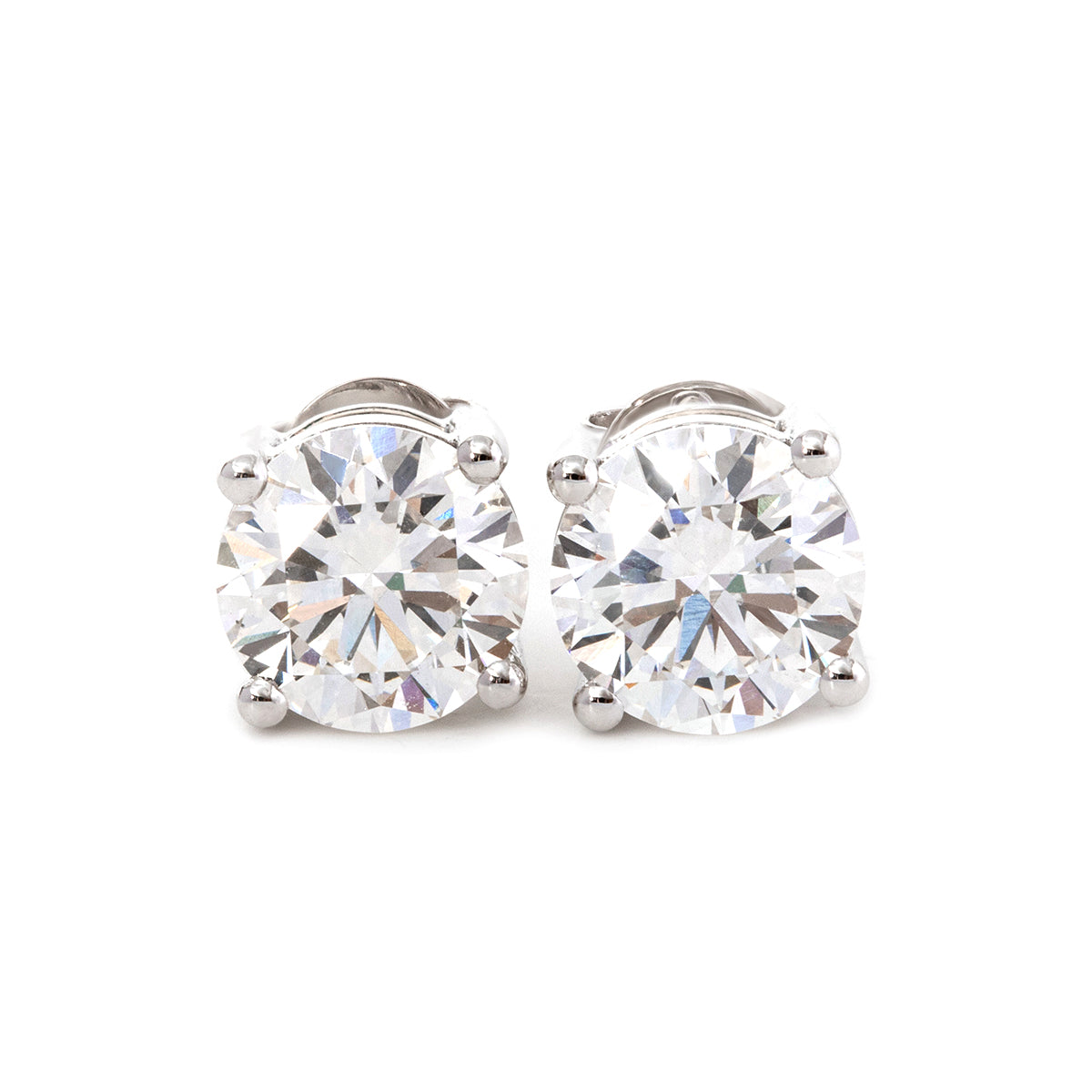 Cherished Moments 2 ct tw Round Cut Lab Diamond 4 Round Prongs Basket Stud Earrings (DE/G Color, VS Clarity)