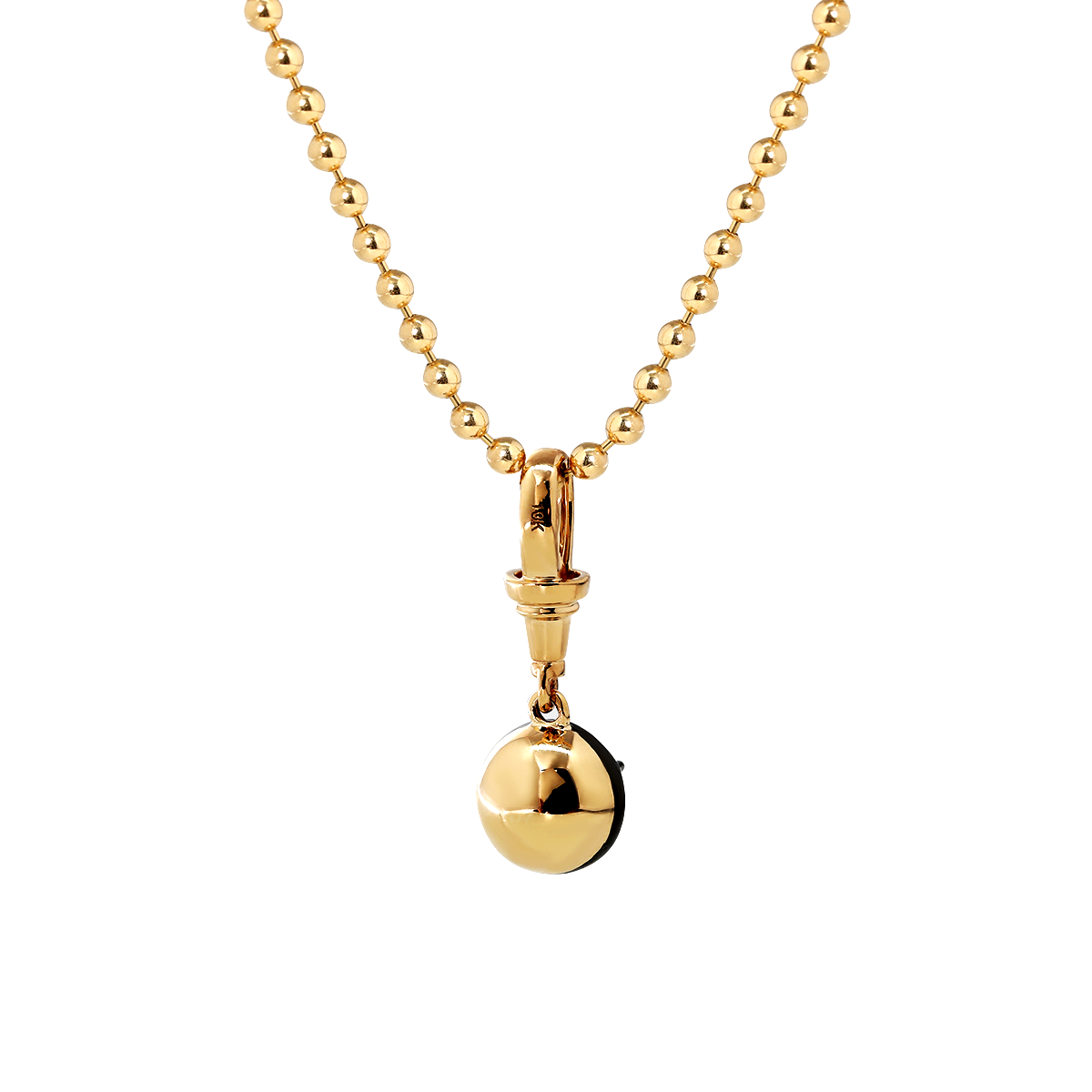 14K Yellow Gold 1ct Round Lab Diamond Pendant Necklace with Black Rhodium Plated Bezel