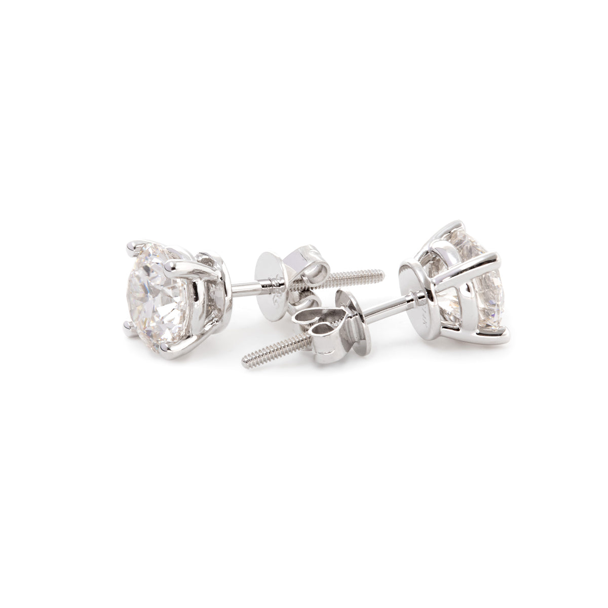 Cherished Moments 2 ct tw Round Cut Lab Diamond 4 Round Prongs Basket Stud Earrings (DE/G Color, VS Clarity)
