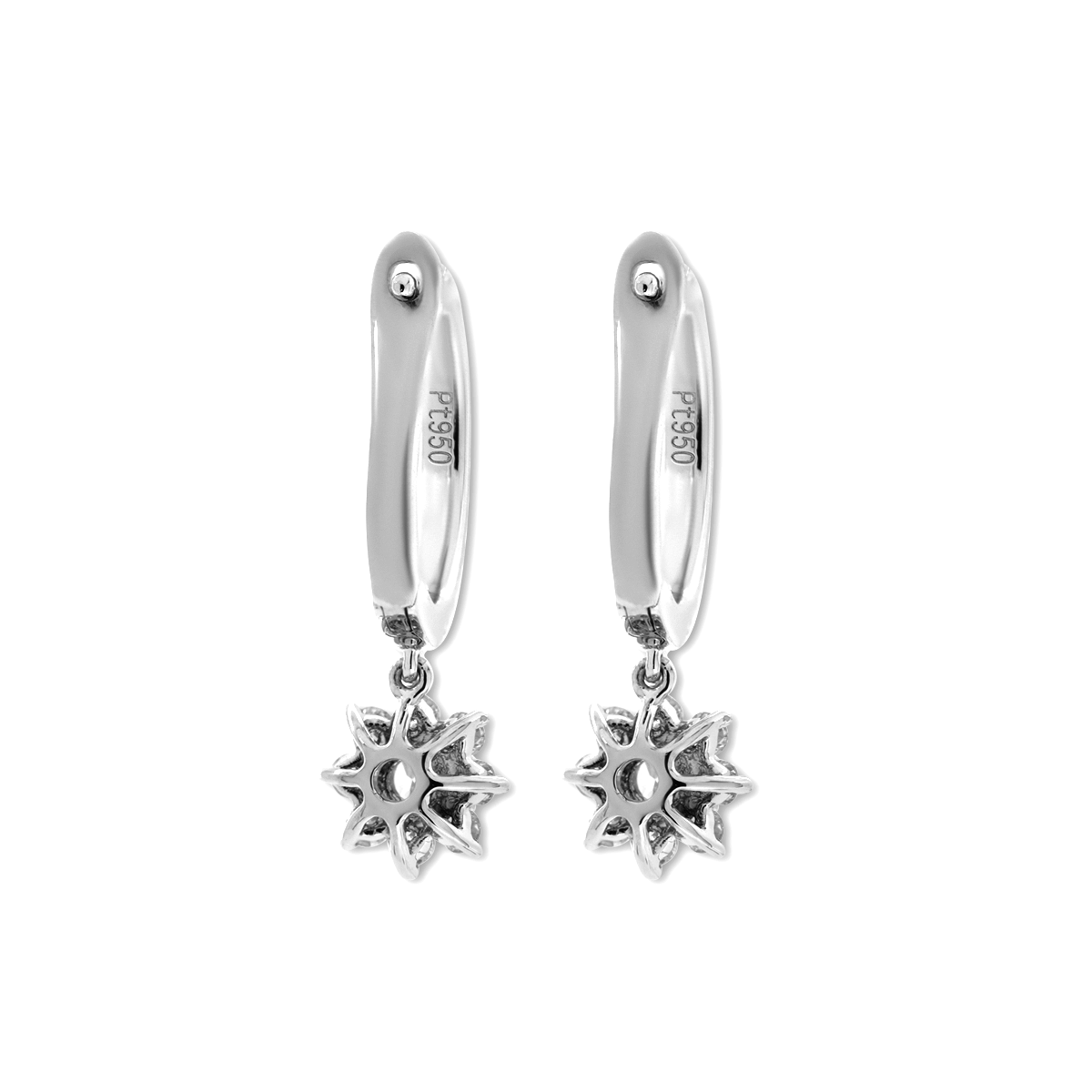 Platinum Round Lab Diamond Floral Hoop Earrings