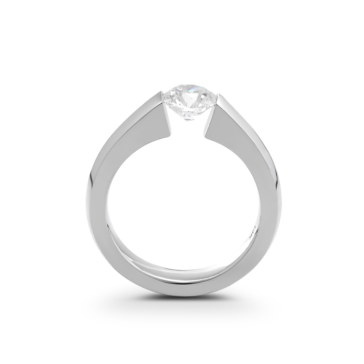 14K White Gold 1ct Round Brilliant Cut Lab Diamond Solitaire Ring with Knife Edge Band Design