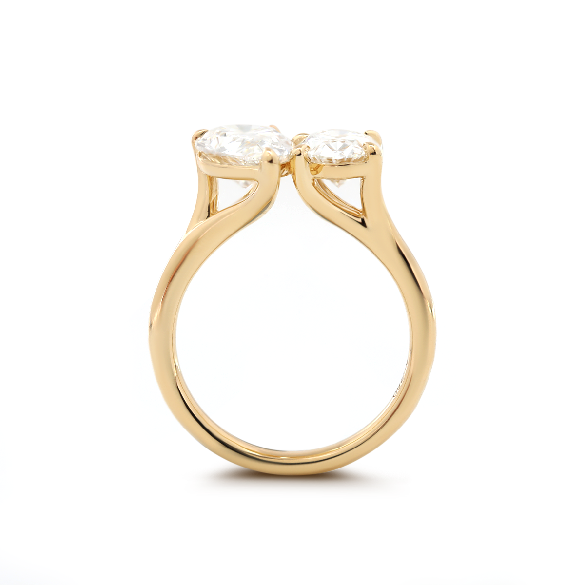 18K Yellow Gold Oval and Pear Lab Diamond Toi et Moi Ring