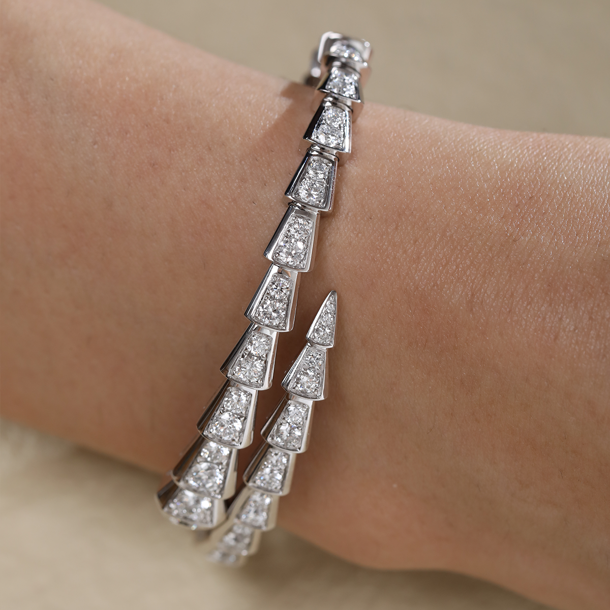 Platinum Serpenti Viper Bangle Bracelet