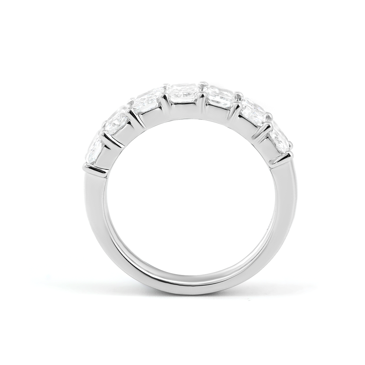 Platinum Radiant Cut Lab Diamond 7 Stone Half Eternity Ring