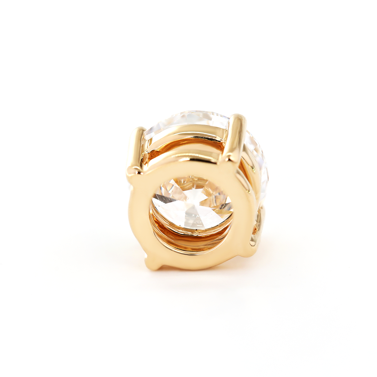 14K Yellow Gold 1ct Round Lab Diamond 4 Claw Prongs Basket Setting Pendant Necklace