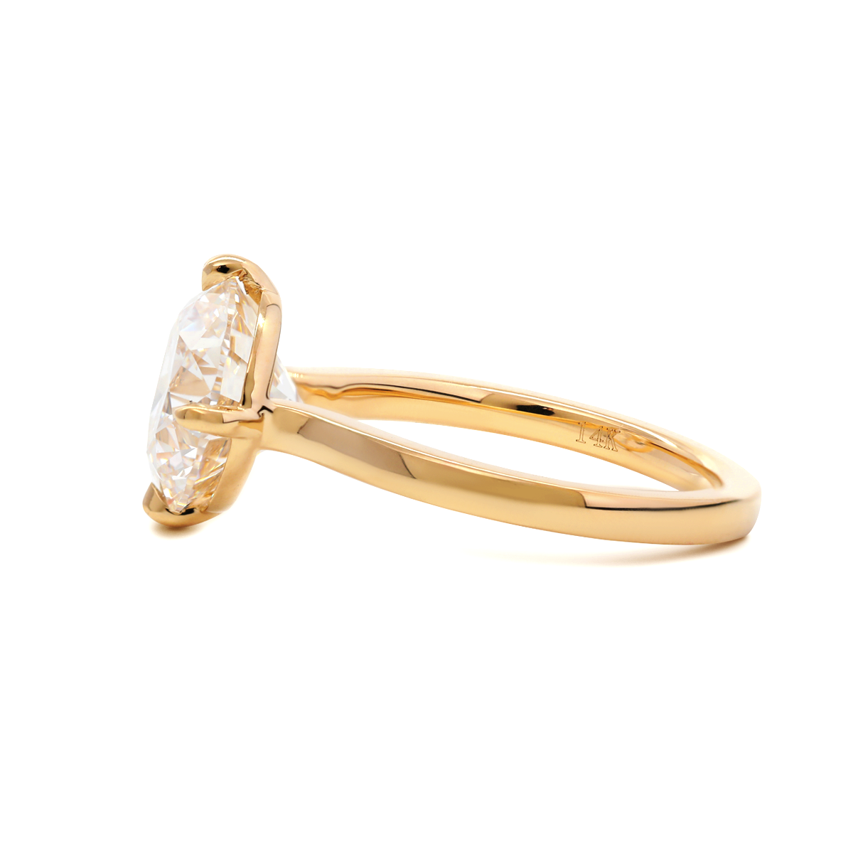14K Yellow Gold 3ct Round Cut Diamond 4 Claw Prong Setting Solitaire Engagement Ring