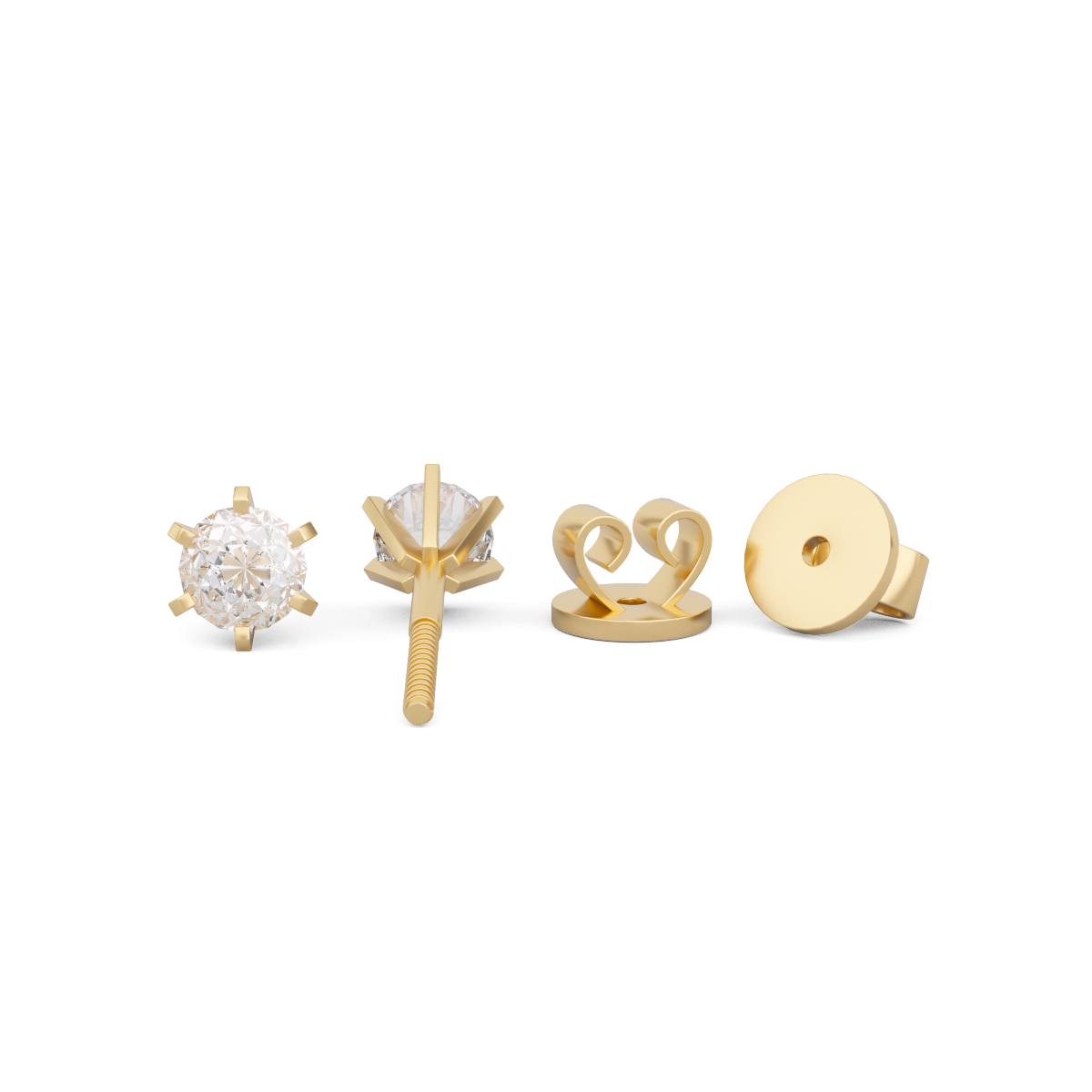 Cherished Moments 2 ct tw Round Cut Lab Diamond 6 Round Prong Stud Earrings (DE/G Color, VS Clarity)
