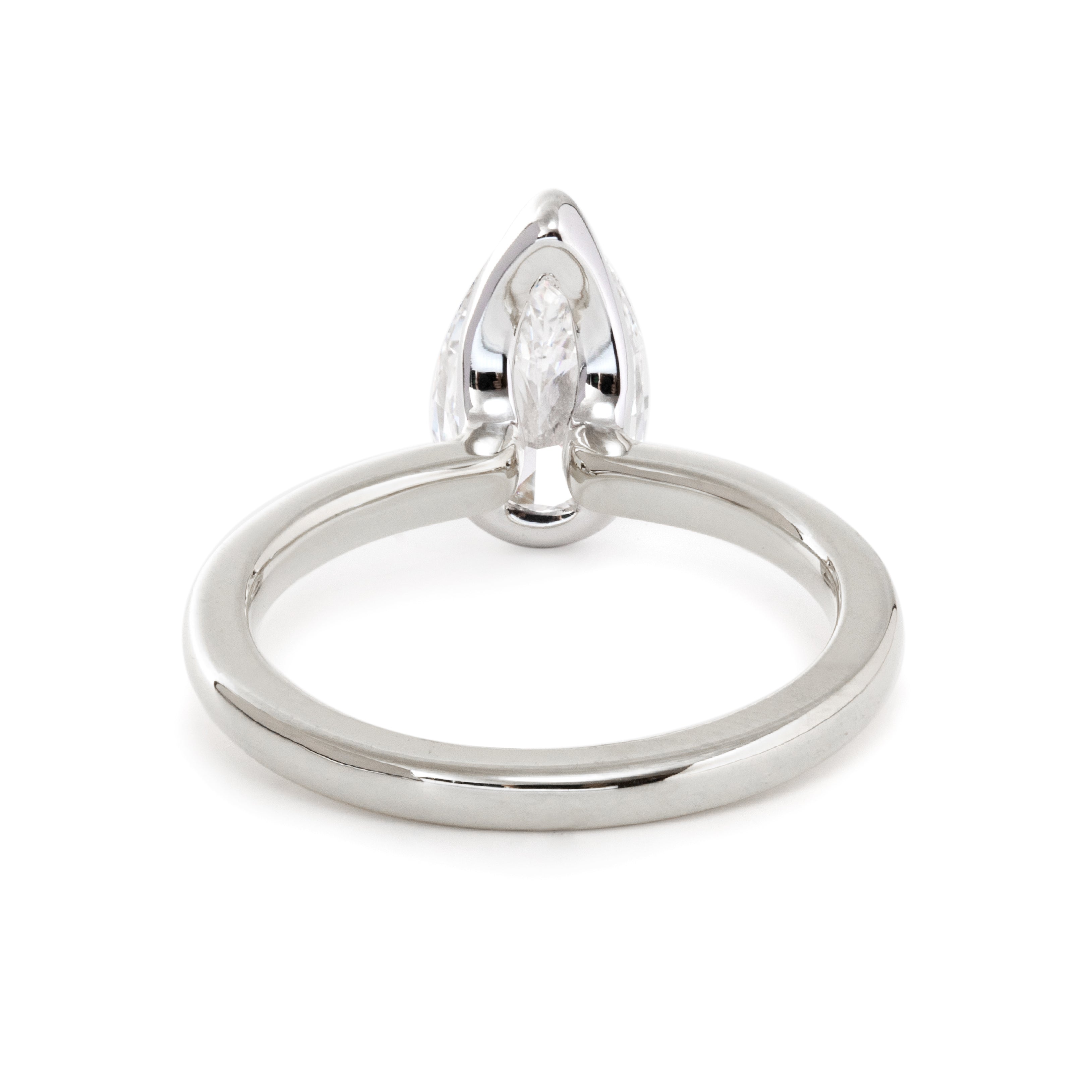14K Yellow and White Gold 2ct Pear Cut Lab Diamond Half Bezel Solitaire Ring