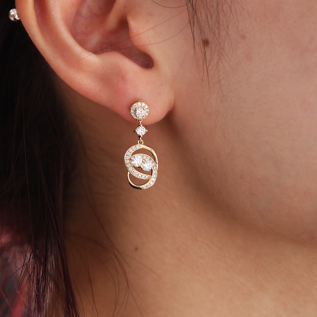 14K Yellow Gold Round Lab Diamond Celestial Ring-Inspired Stud Earrings