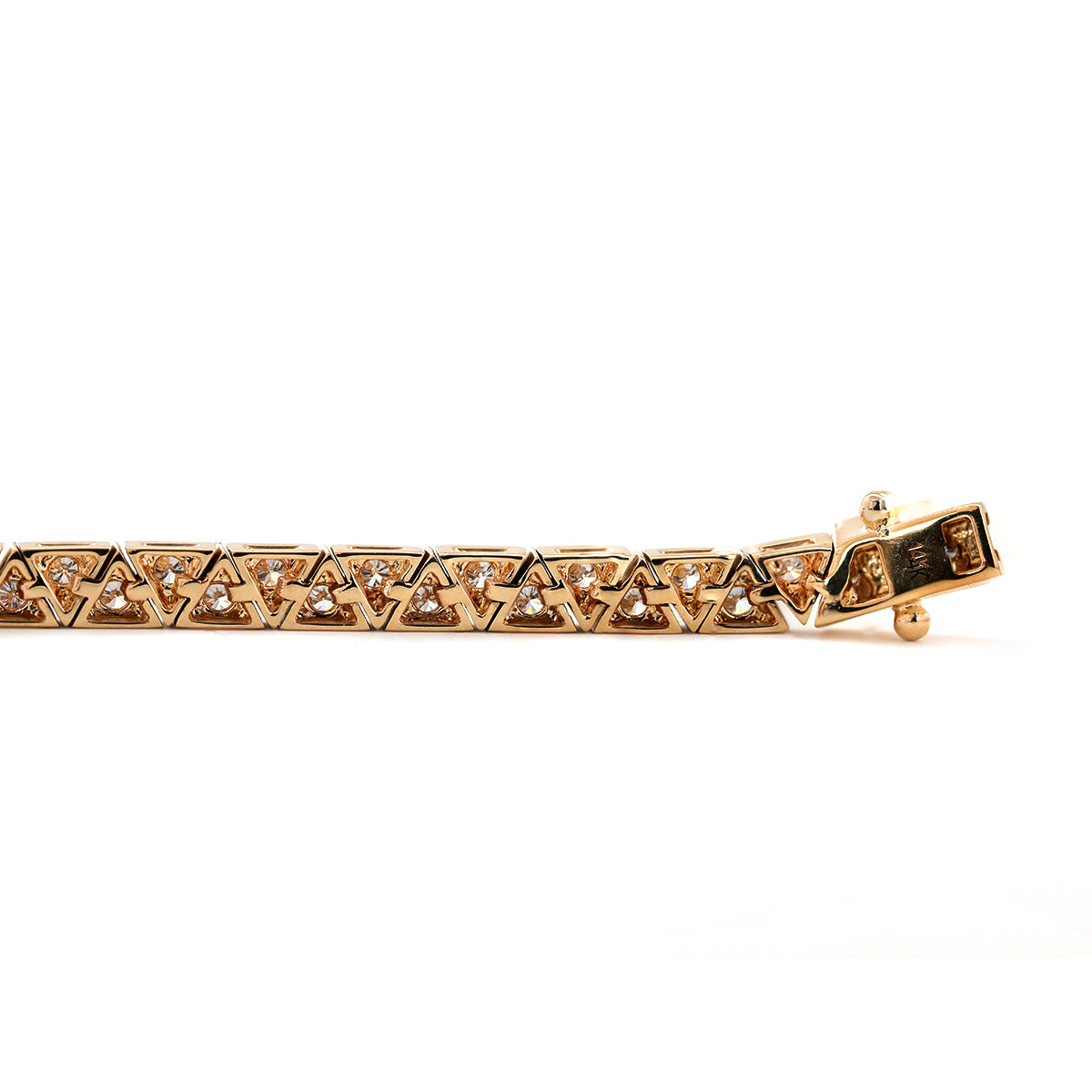 14K Yellow Gold Round Lab Dimaond Triangle Bracelet