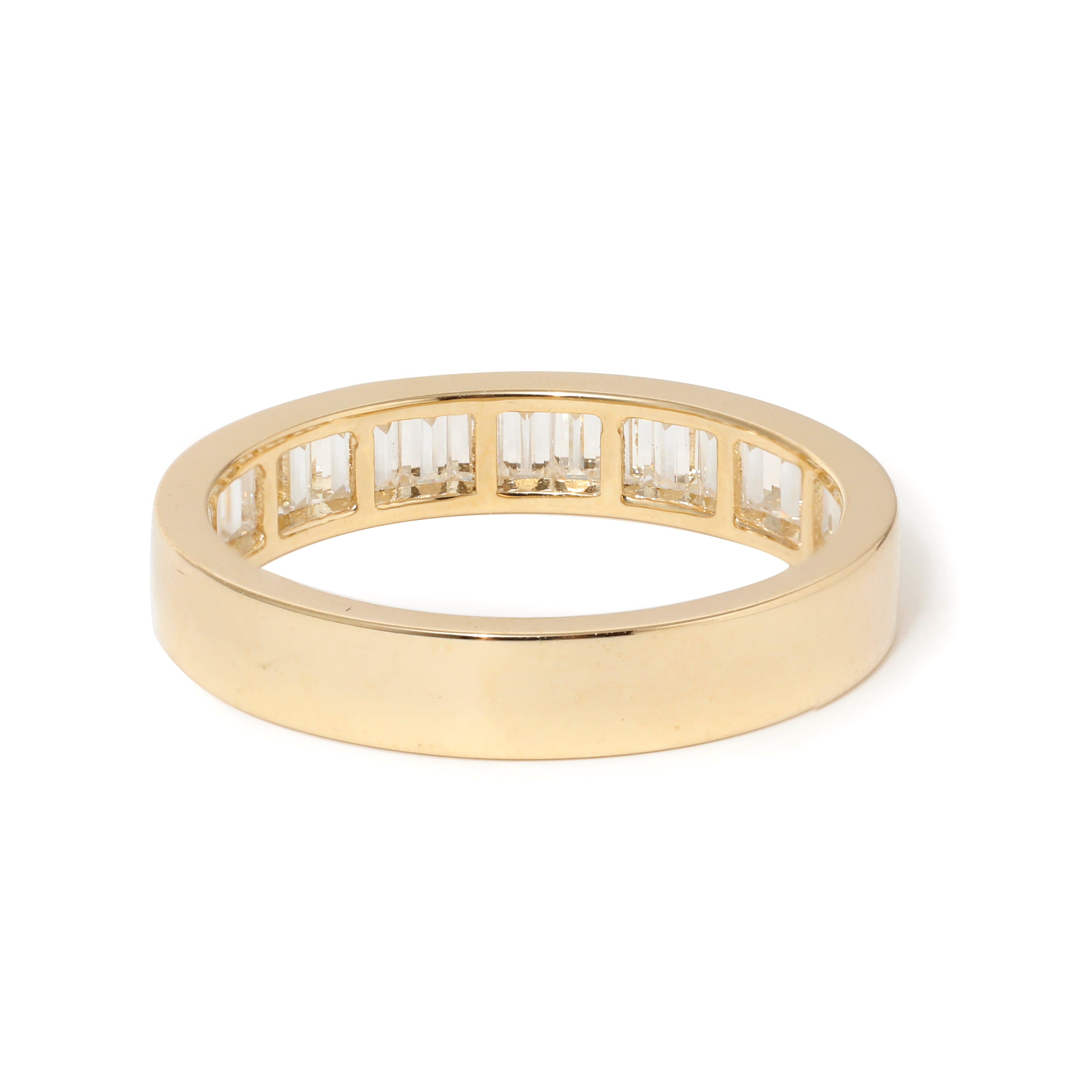 14K Yellow Gold Baguette Cut Lab Diamond Channel Setting Half Eternity Ring