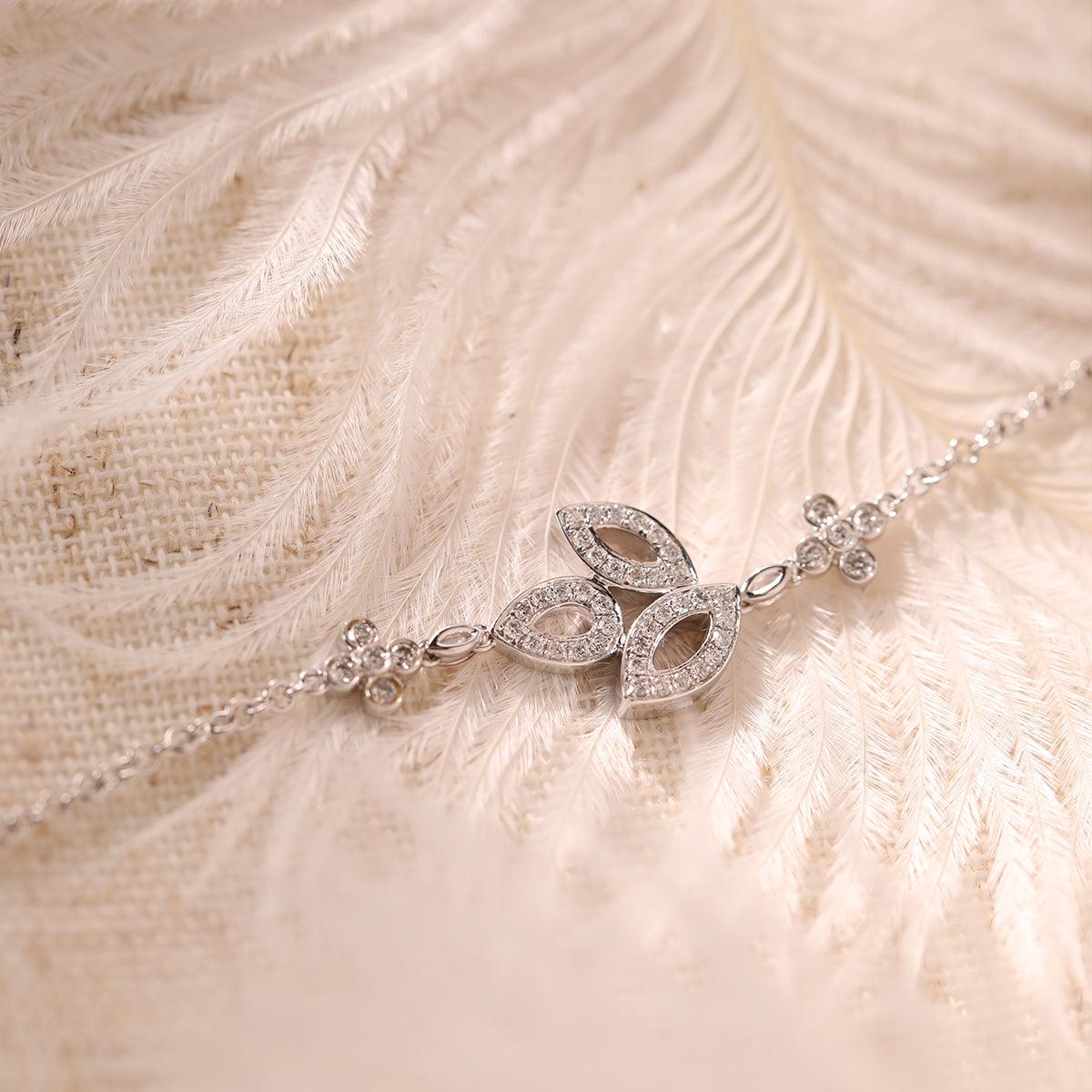 14K White Gold Round Lab Diamond Cluster Chain Bracelet