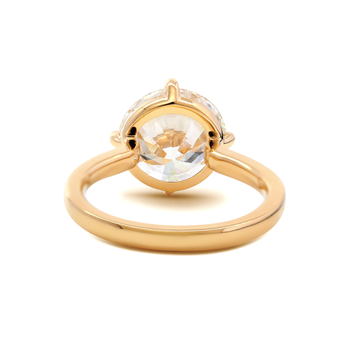 14K Yellow Gold 3ct Round Cut Diamond 4 Claw Prong Setting Solitaire Engagement Ring